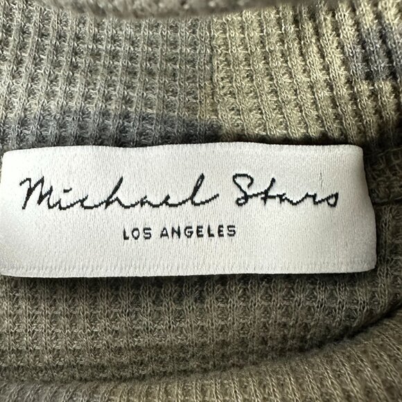 Michael Stars Camo Print Cowl Neck Long Sleeve Waffle Knit Top Women’s L - Picture 4 of 4